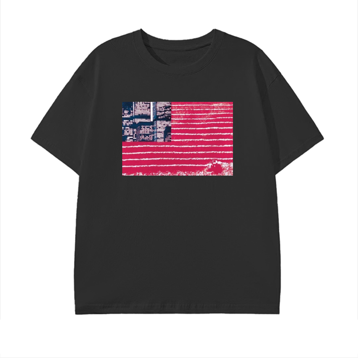 USA CITY FLAG GRAPHIC - BLACK COTTON TEE