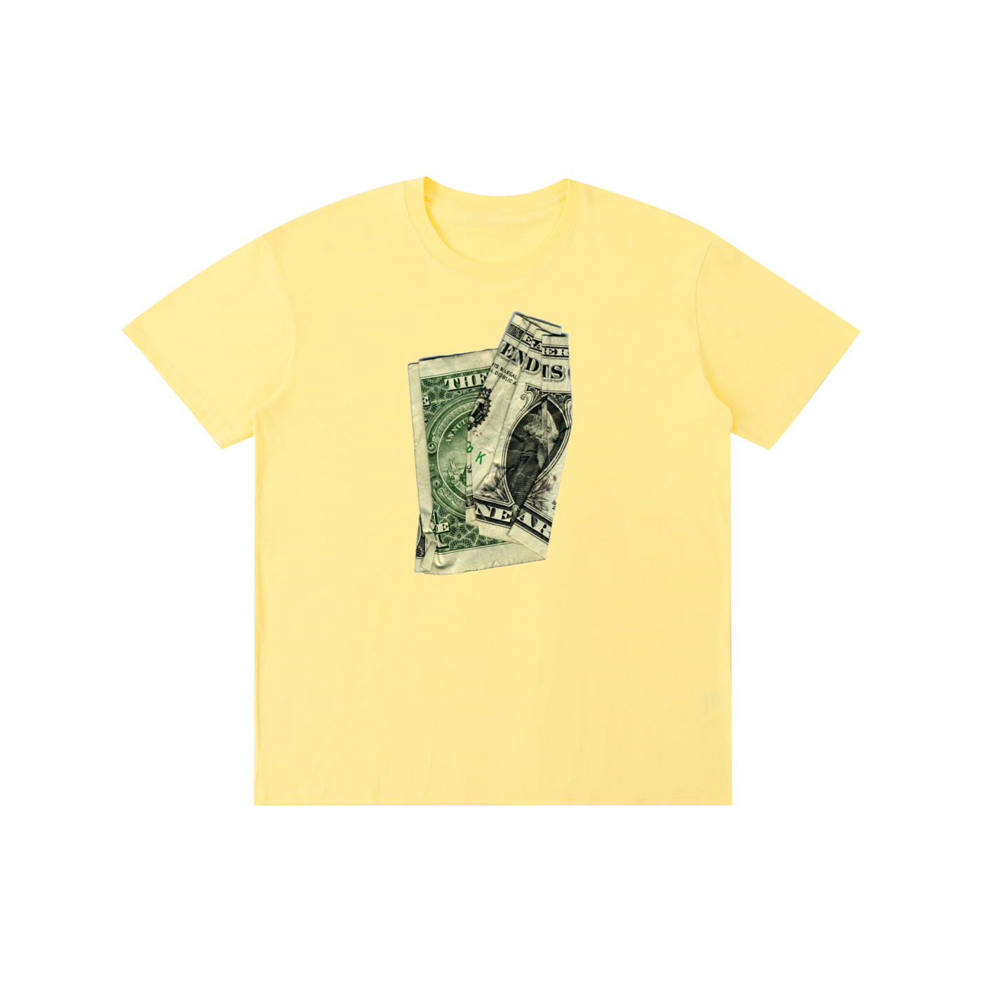 Crumpled Dollar Bill Graphic T-Shirt – Y2K Money Print Streetwear Oversized Tee