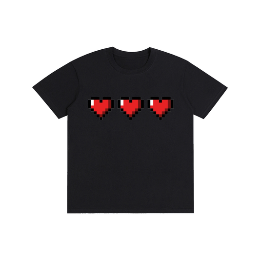 Pixel Heart Graphic T-Shirt – Y2K Gaming Oversized Streetwear Tee
