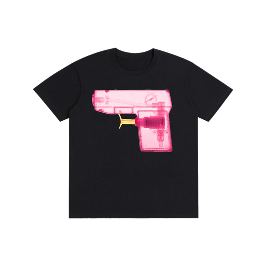 Unisex Graphic Tee - X-Ray Pink Water Gun Print Cotton T-Shirt