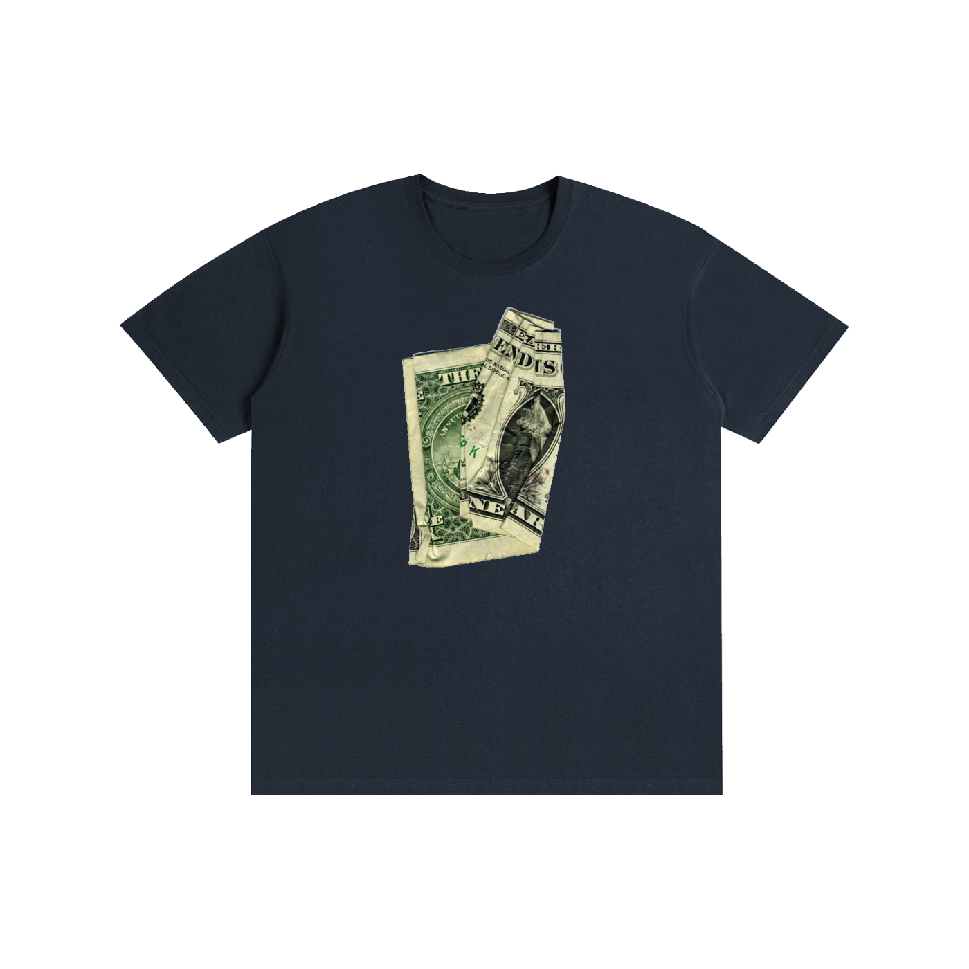 Crumpled Dollar Bill Graphic T-Shirt – Y2K Money Print Streetwear Oversized Tee