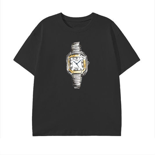VINTAGE WATCH GRAPHIC - BLACK COTTON TEE