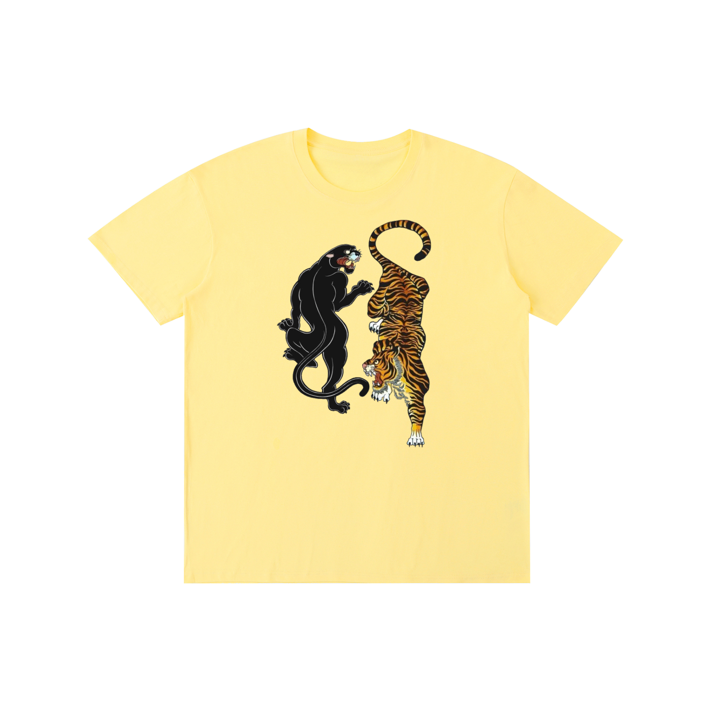 Vintage Black Panther & Tiger Graphic T-Shirt – Oversized Animal Streetwear Tee