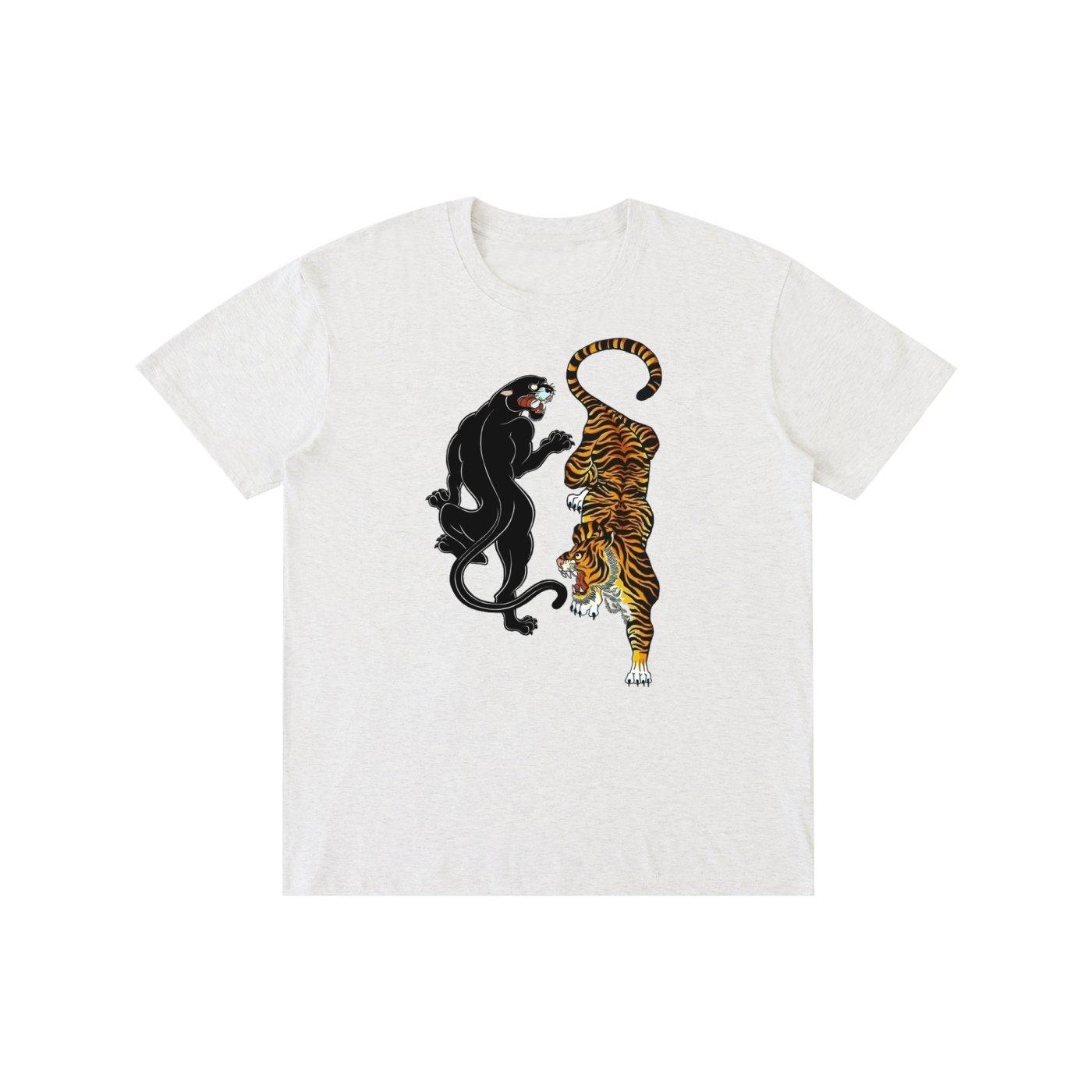 Vintage Black Panther & Tiger Graphic T-Shirt – Oversized Animal Streetwear Tee