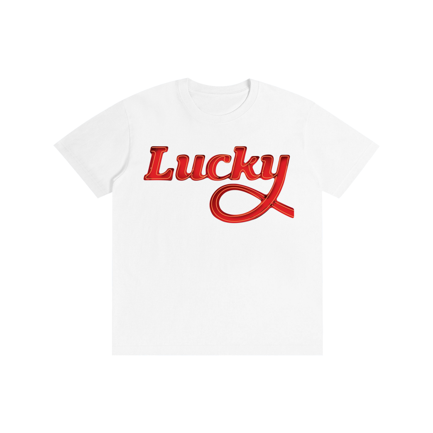 Lucky Statement Graphic T-Shirt – Minimalist Retro Streetwear Tee | Oversized Unisex Cotton Shirt