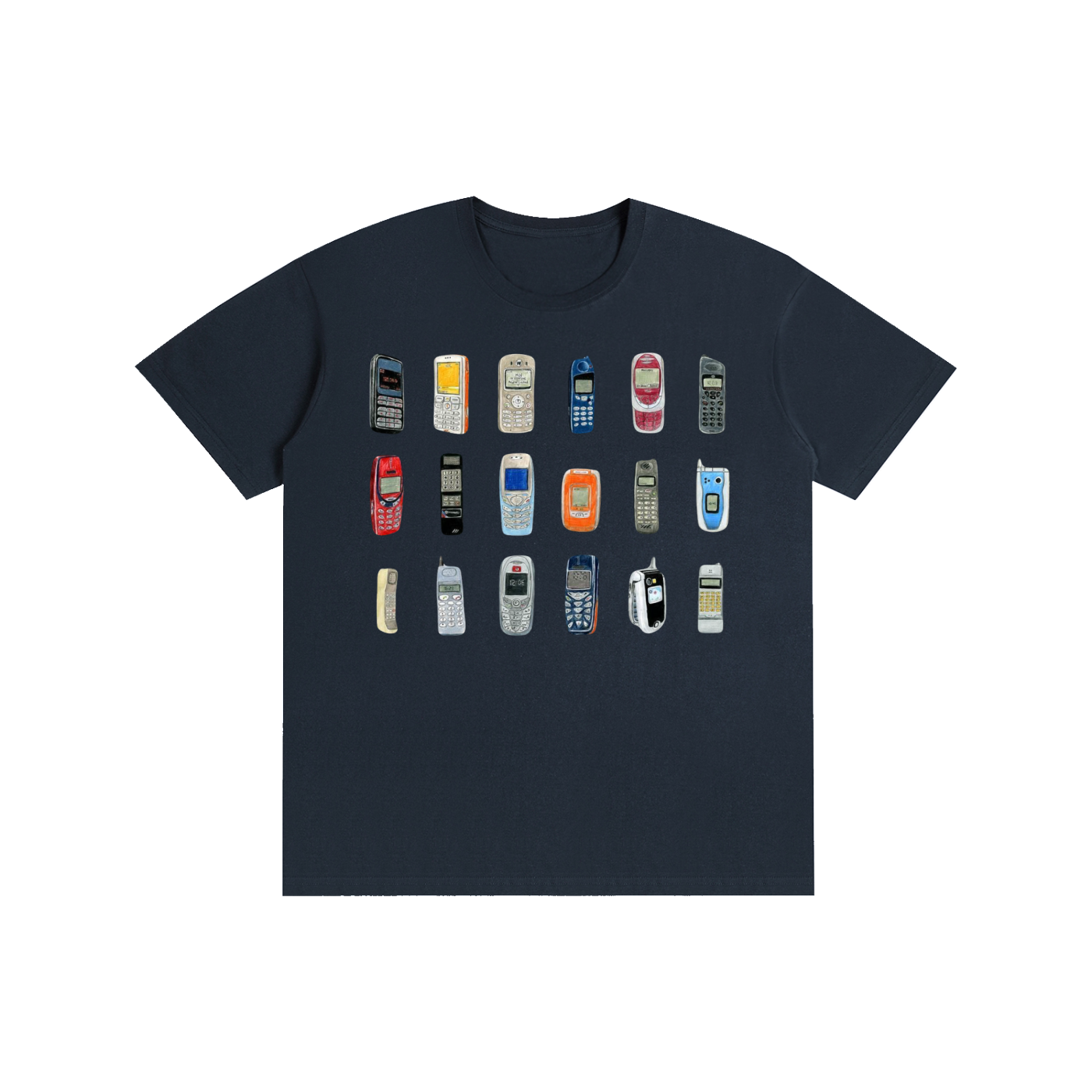 Y2K Mobile Phone Graphic T-Shirt – Retro Nokia Style Vintage Tech Streetwear Tee