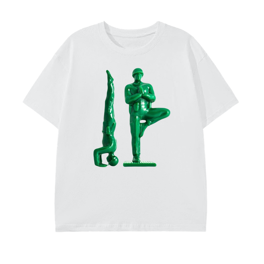 TOY SOLDIERS YOGA GRAPHIC - WHITE COTTON TEE