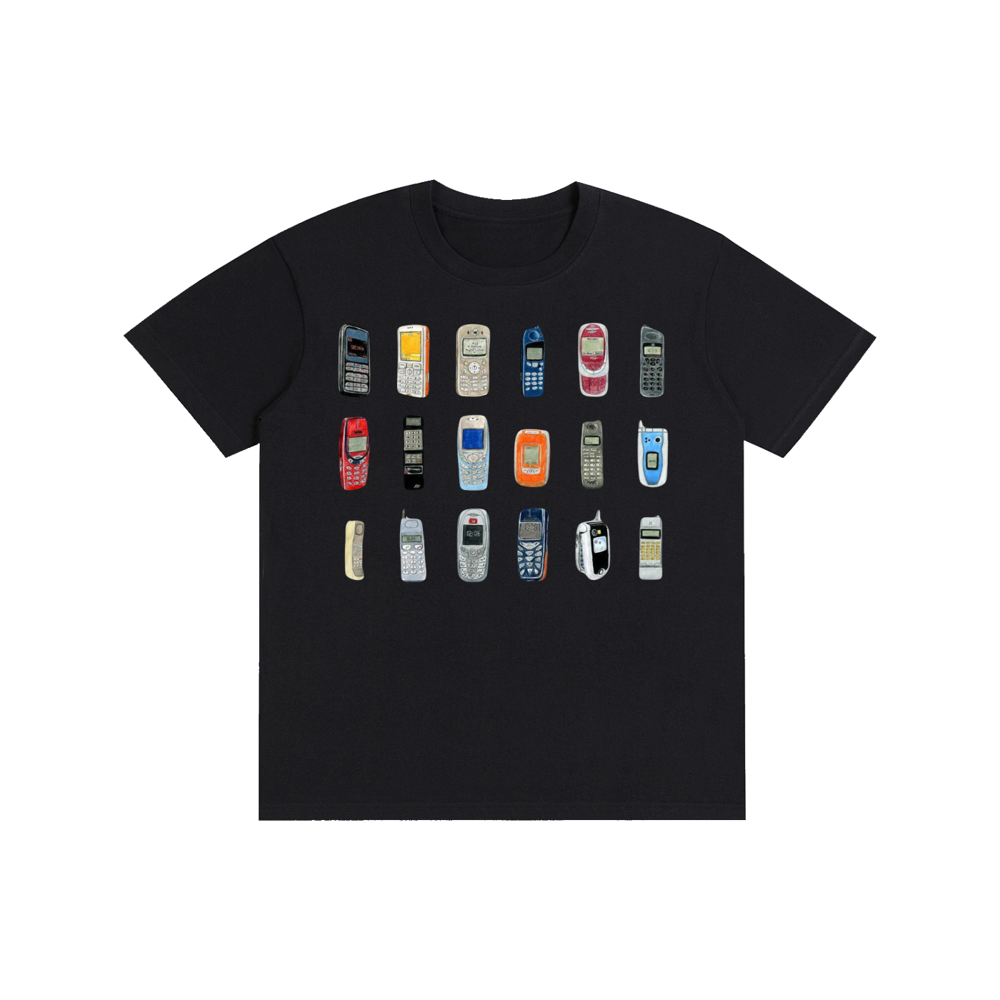 Y2K Mobile Phone Graphic T-Shirt – Retro Nokia Style Vintage Tech Streetwear Tee