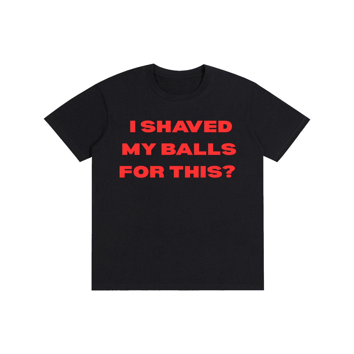 Funny “I Shaved My Balls For This?” Graphic T-Shirt – Viral Red Text Streetwear Tee