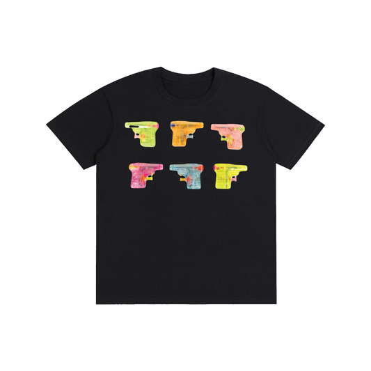 Colorful Water Pistol Graphic T-Shirt – Vintage Pop Art Summer Streetwear Tee | Unisex Cotton Shirt