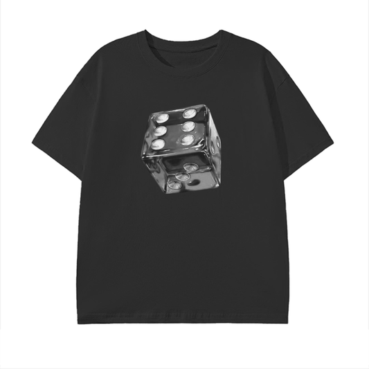 CLEAR DICE GAPHIC - BLACK COTTON TEE