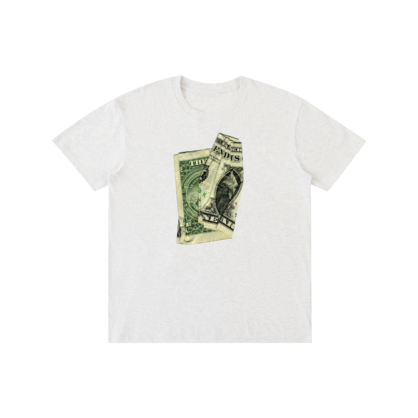Crumpled Dollar Bill Graphic T-Shirt – Y2K Money Print Streetwear Oversized Tee