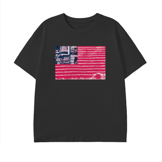 USA CITY FLAG GRAPHIC - BLACK COTTON TEE