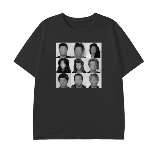 BLANK FACES GRAPHIC - BLACK COTTON TEE