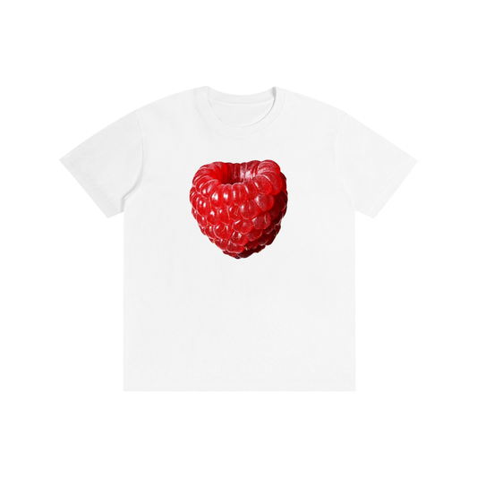 Realistic Raspberry Graphic T-Shirt – Vibrant Fruit Print Streetwear Tee in Black, White, Blue & More