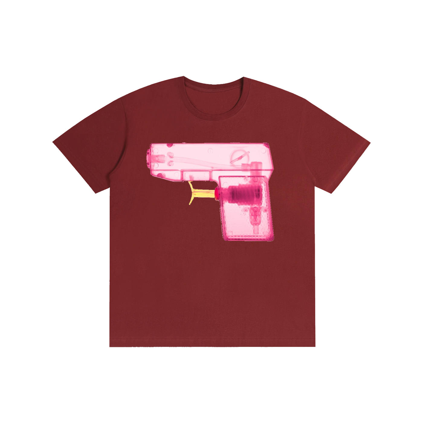 Unisex Graphic Tee - X-Ray Pink Water Gun Print Cotton T-Shirt