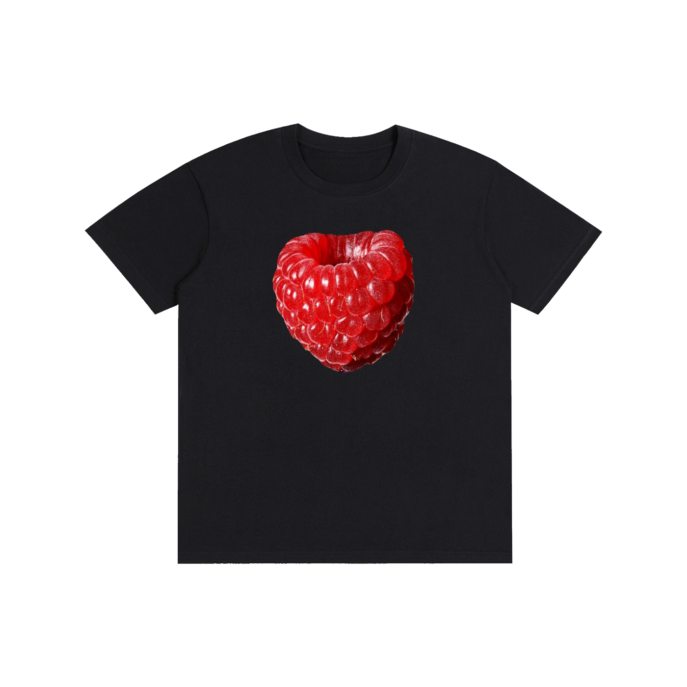 Realistic Raspberry Graphic T-Shirt – Vibrant Fruit Print Streetwear Tee in Black, White, Blue & More