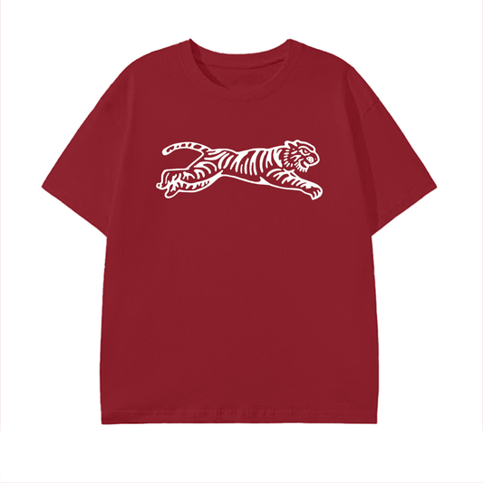 WHITE TIGER GRAPHIC - RED COTTON TEE
