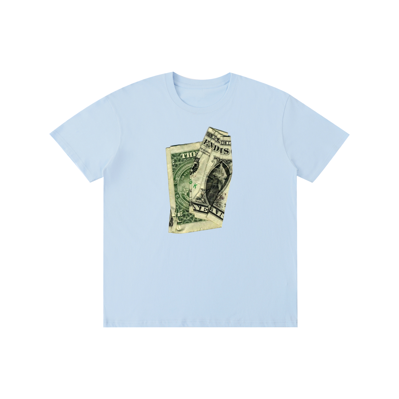 Crumpled Dollar Bill Graphic T-Shirt – Y2K Money Print Streetwear Oversized Tee