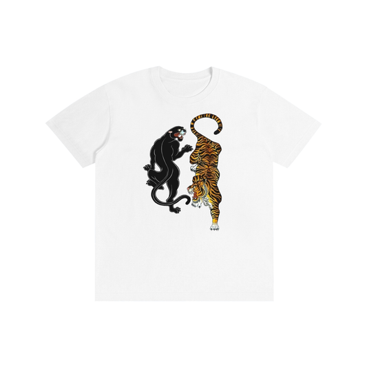 Vintage Black Panther & Tiger Graphic T-Shirt – Oversized Animal Streetwear Tee