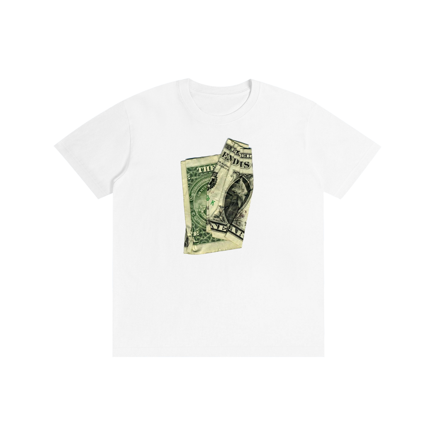 Crumpled Dollar Bill Graphic T-Shirt – Y2K Money Print Streetwear Oversized Tee