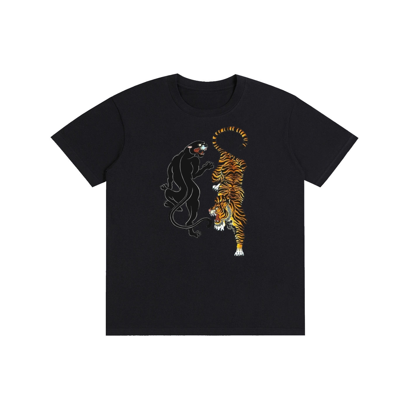Vintage Black Panther & Tiger Graphic T-Shirt – Oversized Animal Streetwear Tee