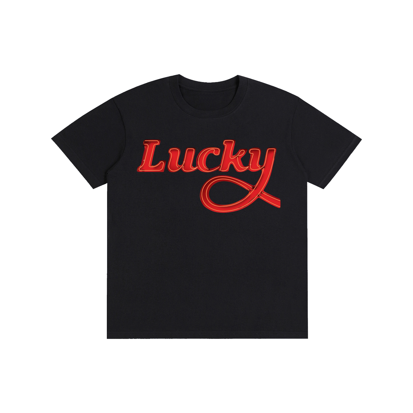 Lucky Statement Graphic T-Shirt – Minimalist Retro Streetwear Tee | Oversized Unisex Cotton Shirt