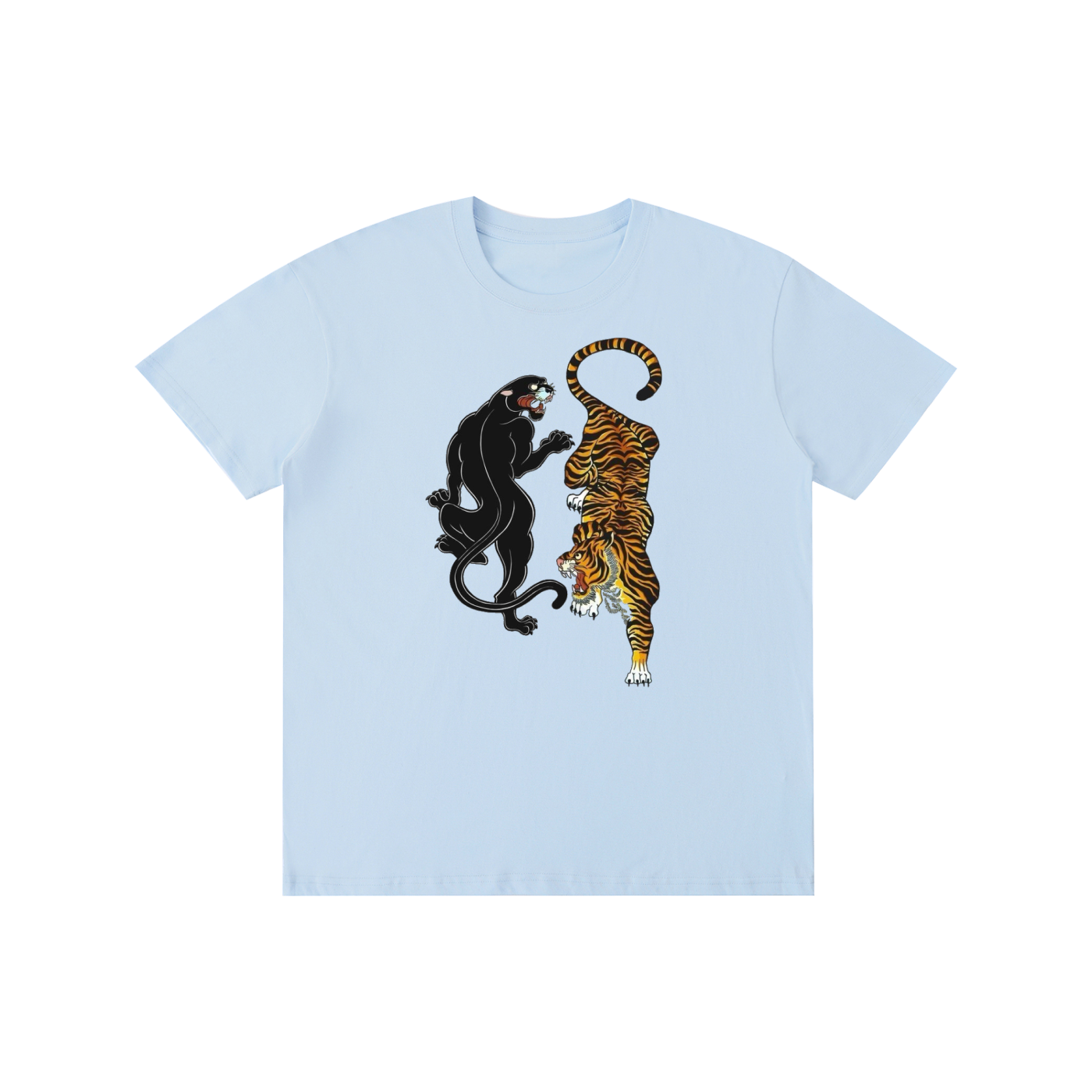 Vintage Black Panther & Tiger Graphic T-Shirt – Oversized Animal Streetwear Tee