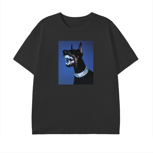 BLING BARKING DOG - BLACK GRAPHIC TEE
