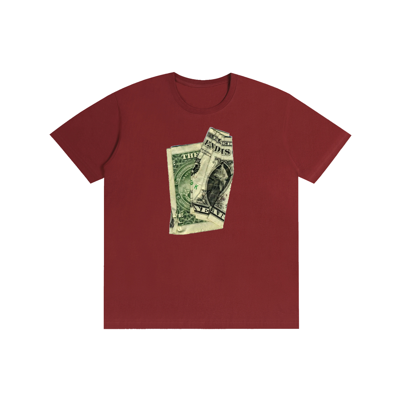 Crumpled Dollar Bill Graphic T-Shirt – Y2K Money Print Streetwear Oversized Tee
